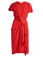 Matchesfashion.com Altuzarra - Mesilla Ruffled Silk Blend Dress - Womens - Red