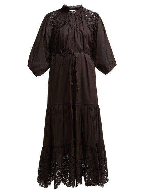 Matchesfashion.com Apiece Apart - Granada Broderie Anglaise Cotton Midi Dress - Womens - Black