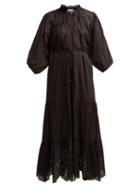Matchesfashion.com Apiece Apart - Granada Broderie Anglaise Cotton Midi Dress - Womens - Black