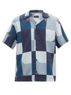 Matchesfashion.com Saturdays Nyc - Canty Geoblock-print Lyocell Shirt - Mens - Dark Blue