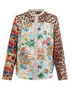 Matchesfashion.com La Prestic Ouiston - Peace Mixed Print Silk Blouse - Womens - Multi