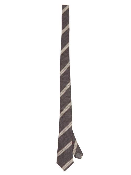 Matchesfashion.com Brunello Cucinelli - Diagonal-striped Wool-blend Tie - Mens - Dark Grey