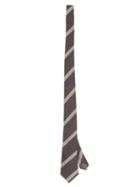 Matchesfashion.com Brunello Cucinelli - Diagonal-striped Wool-blend Tie - Mens - Dark Grey