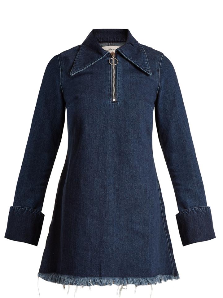 Marques Almeida Point-collar Raw-edge Denim Mini Dress