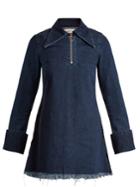 Marques Almeida Point-collar Raw-edge Denim Mini Dress