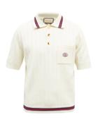 Gucci - Gg-embroidered Web-stripe Cotton Polo Shirt - Mens - White
