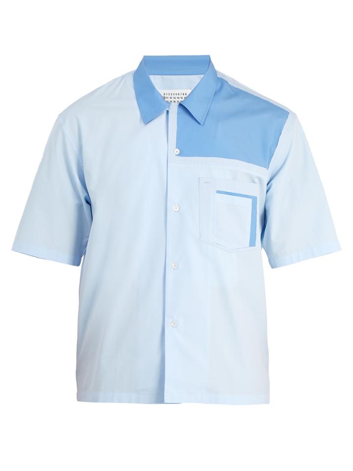 Maison Margiela Short-sleeved Deconstructed-pocket Cotton Shirt