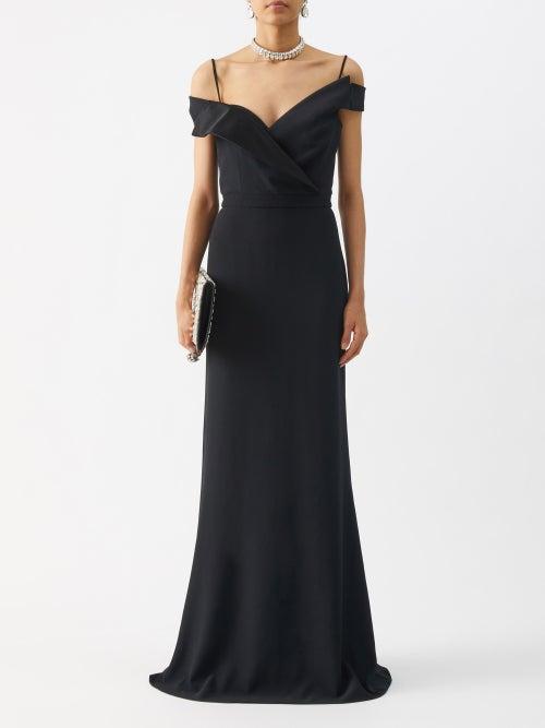 Alexander Mcqueen - Off-the-shoulder Crepe Gown - Womens - Black