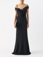 Alexander Mcqueen - Off-the-shoulder Crepe Gown - Womens - Black