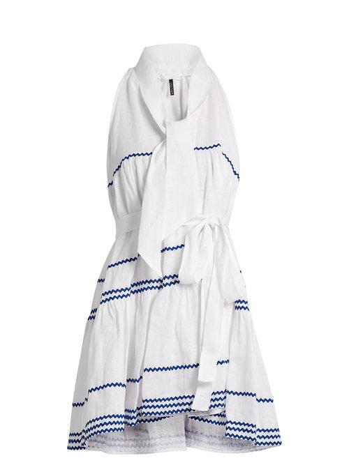 Matchesfashion.com Lisa Marie Fernandez - Ric Rac Trimmed Linen Mini Dress - Womens - White Multi