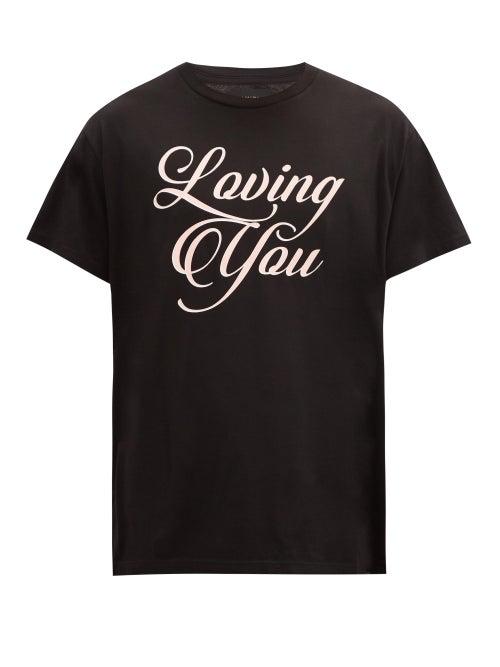 Matchesfashion.com Amiri - Loving You-print Cotton-jersey T-shirt - Mens - Black