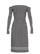 Matchesfashion.com Preen By Thornton Bregazzi - Olivia Off The Shoulder Gingham Dress - Womens - Black White