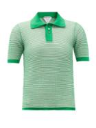 Matchesfashion.com Bottega Veneta - Striped Cotton-blend Knitted Polo Top - Womens - Green