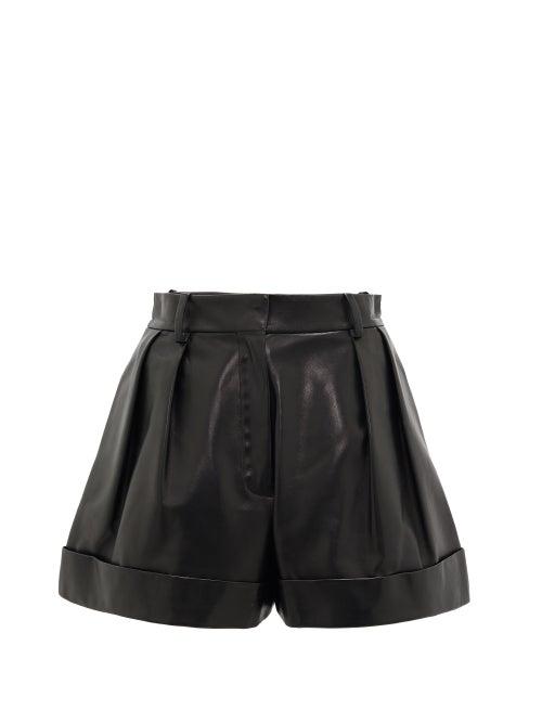Matchesfashion.com Valentino - High-rise Leather Shorts - Womens - Black