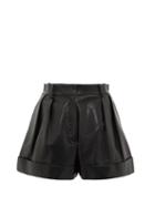 Matchesfashion.com Valentino - High-rise Leather Shorts - Womens - Black