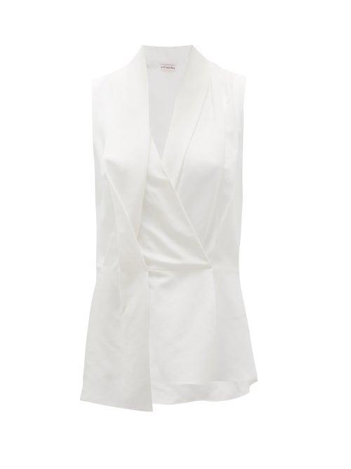 Matchesfashion.com Altuzarra - Koral Asymmetric Crepe De Chine Blouse - Womens - White