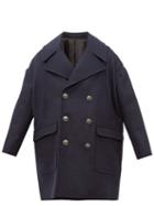 Matchesfashion.com Givenchy - Dropped Sleeve Pressed Wool Peacoat - Mens - Blue