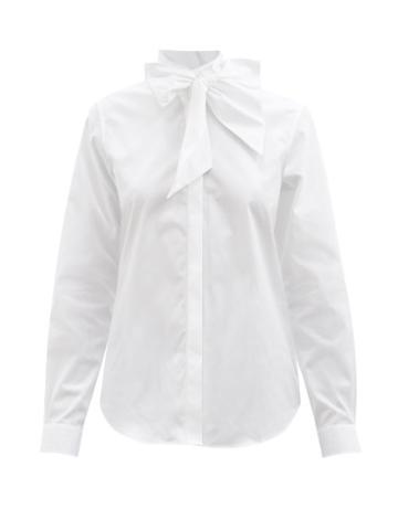 Bourrienne Paris X - Altesse Pussy-bow Cotton Poplin Shirt - Womens - White