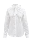 Bourrienne Paris X - Altesse Pussy-bow Cotton Poplin Shirt - Womens - White