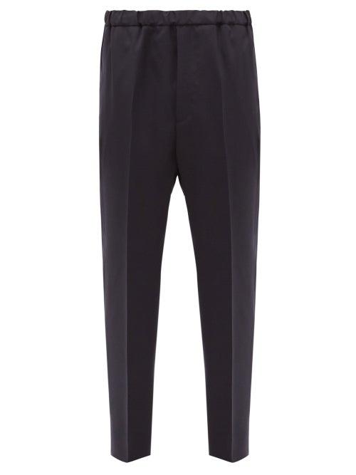 Matchesfashion.com Jil Sander - Elasticated-waist Wool Relaxed-leg Trousers - Mens - Dark Navy