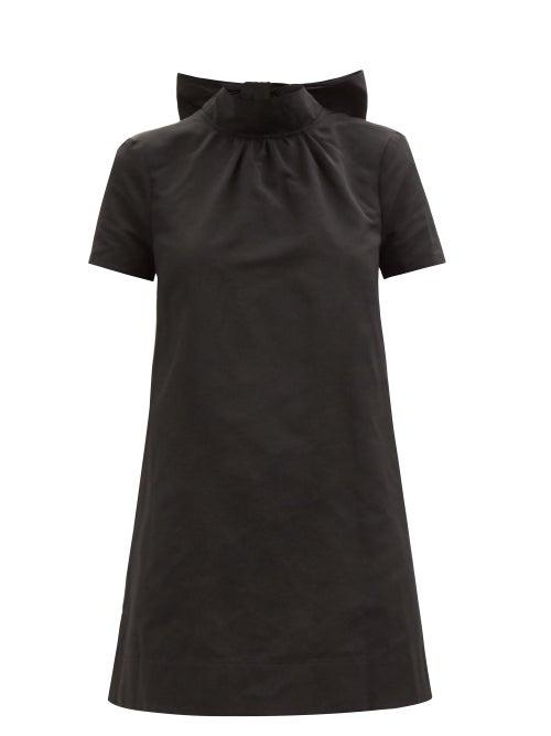Staud - Ilana Bow-embellished Cotton-blend Mini Dress - Womens - Black