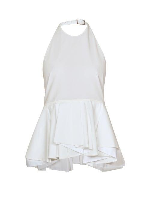 Jil Sander - Peplum-hem Voile Halterneck Top - Womens - White