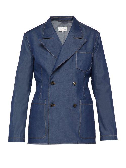 Matchesfashion.com Maison Margiela - Double Breasted Denim Blazer - Mens - Indigo