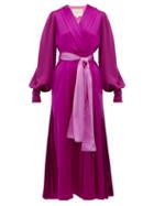Matchesfashion.com Roksanda - Elena Balloon Sleeve Silk Midi Dress - Womens - Dark Pink