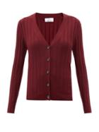 Matchesfashion.com Allude - V-neck Ribbed-wool Cardigan - Womens - Burgundy