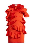 Maison Rabih Kayrouz Ruffle-trimmed Duchess-satin Dress
