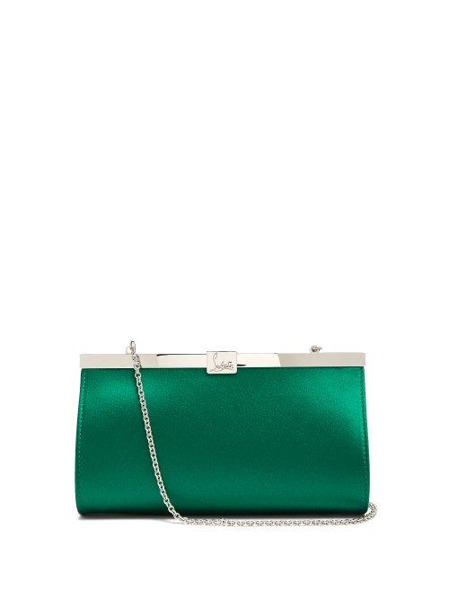 Matchesfashion.com Christian Louboutin - Palmette Satin Clutch - Womens - Green