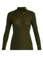 Balmain Button-shoulder Roll-neck Sweater