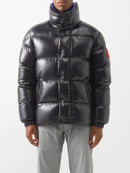 2 Moncler 1952 - Dervox Logo-patch Quilted Down Coat - Mens - Black