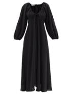 Ladies Beachwear Fil De Vie - Maribelle V-neck Linen Dress - Womens - Black