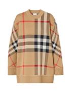 Matchesfashion.com Burberry - Check-intarsia Sweater - Womens - Beige Multi