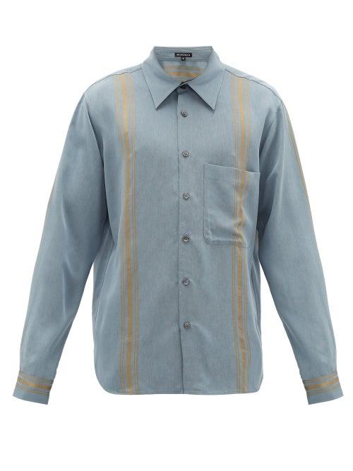 Matchesfashion.com Ann Demeulemeester - Striped Twill Shirt - Mens - Blue