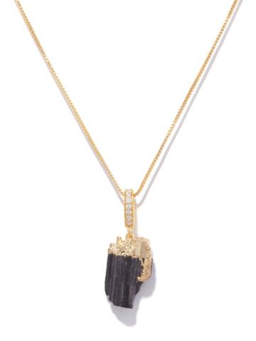 Crystal Haze - Tourmaline & 18kt Gold-plated Necklace - Womens - Black Gold