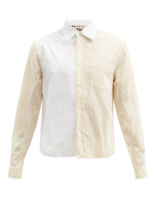 Matchesfashion.com Marni - Two-tone Cotton Shirt - Mens - White Multi