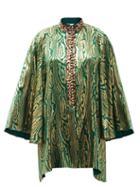 Matchesfashion.com Halpern - Abstract-print Silk Mini Dress - Womens - Green Gold