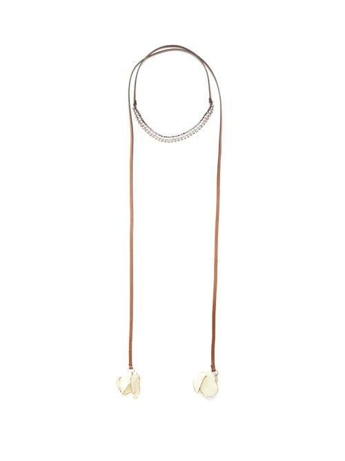 Matchesfashion.com Marni - Floral Leather Wrap Choker - Womens - White