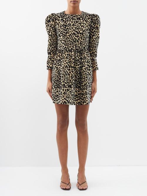 Batsheva - Prairie Leopard-print Velvet Mini Dress - Womens - Leopard