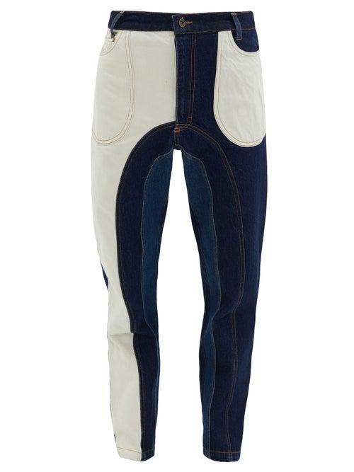 Matchesfashion.com Ahluwalia - Panelled Cotton-denim Jeans - Mens - Blue