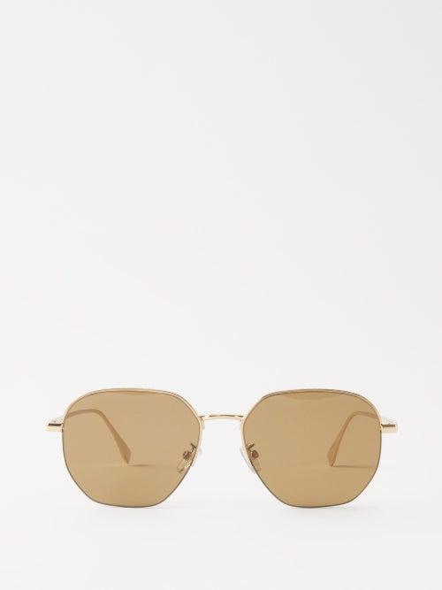 Fendi Eyewear - Round-frame Metal Sunglasses - Mens - Gold