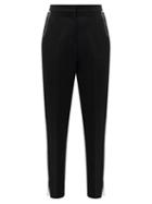 Matchesfashion.com Burberry - Draped-chain Virgin-wool Tailored Trousers - Womens - Black