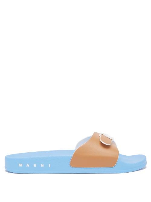 Matchesfashion.com Marni - Buckle-strap Leather Slides - Womens - Tan Multi