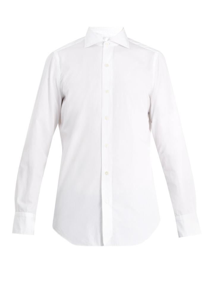 Finamore Spread-collar Cotton-poplin Shirt