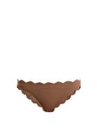 Matchesfashion.com Marysia - Antibes Scalloped Edge Bikini Briefs - Womens - Brown