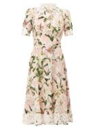 Matchesfashion.com Dolce & Gabbana - Floral Print Silk Midi Dress - Womens - Pink Multi