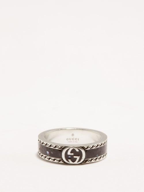 Gucci - Gg Enamel And Sterling-silver Ring - Mens - Silver