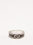 Gucci - Gg Enamel And Sterling-silver Ring - Mens - Silver